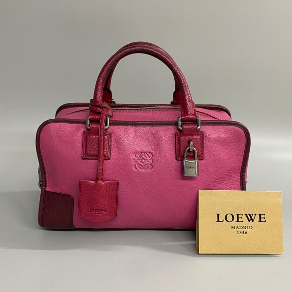 0718mnb128 5 1 Loewe Amazona 28 Anagram Leather Boston Bag Multicolor