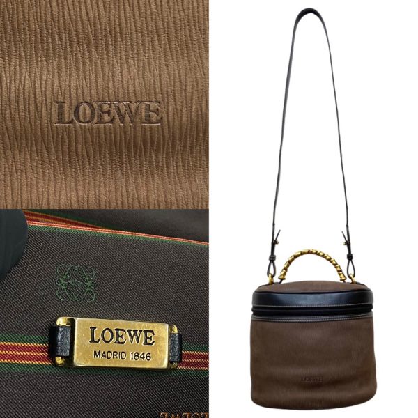 0718mnb1446 10 4 Loewe Vintage Velazquez Twist Handle Suede Leather Bag Brown