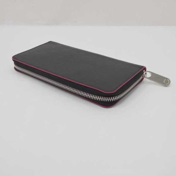 07243 3 Louis Vuitton Zippy Wallet Epi Noir Hot Pink