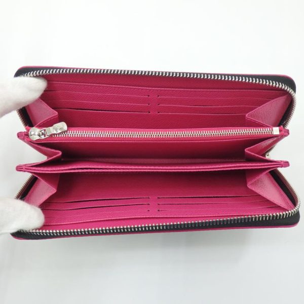 07243 4 Louis Vuitton Zippy Wallet Epi Noir Hot Pink