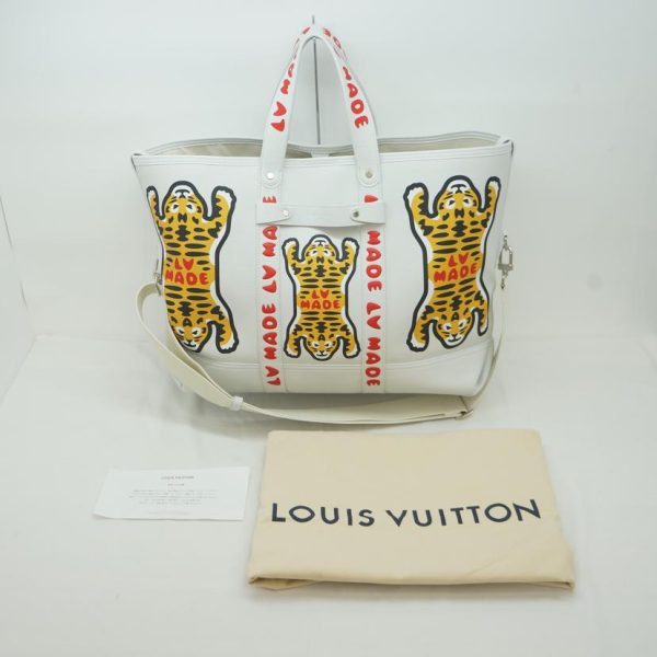 07542 6 Louis Vuitton NIGO Collaboration Trolley Tote White LV MADE