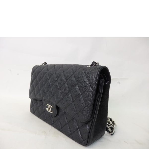 07726 3 Chanel Caviar W Flap Chain Shoulder Bag