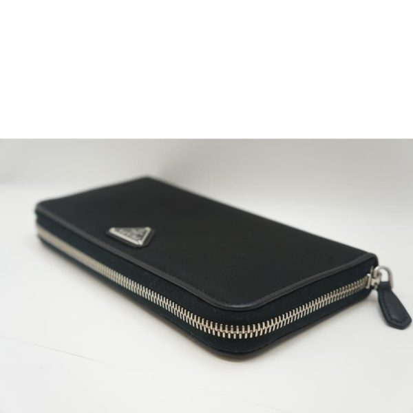 07887 3 Prada Tessuto Round Zip Long Wallet Black