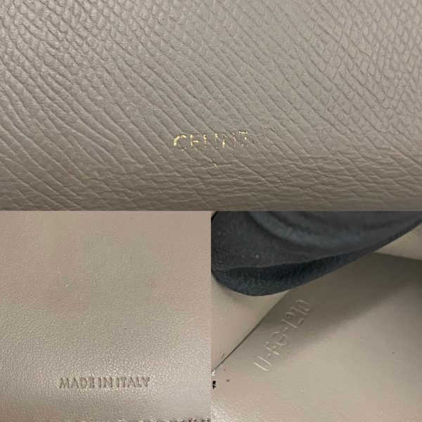 0808 y Celine Logo Leather Bifold Coin Case Gray