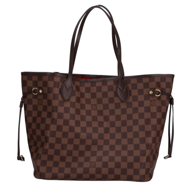 08105 2 Louis Vuitton Neverfull MM Tote Bag Damier Ebene