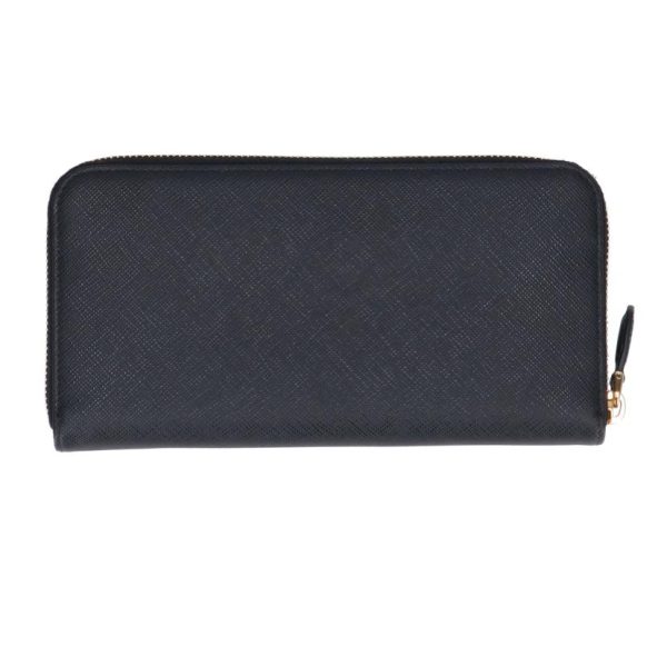 08414 2 Prada Round Zipper Long Wallet Bag Black