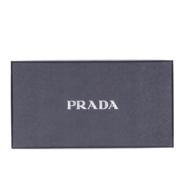 08414 7 Prada Round Zipper Long Wallet Bag Black