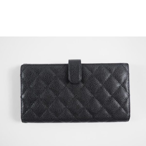 08691 2 Chanel Caviar Skin Matelassé W Hook Long Wallet