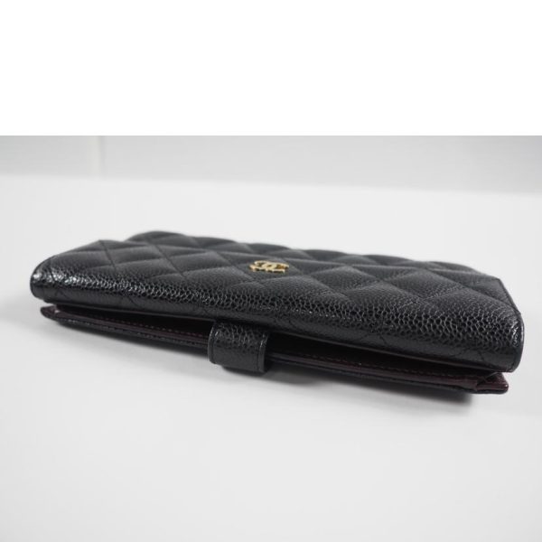 08691 3 Chanel Caviar Skin Matelassé W Hook Long Wallet