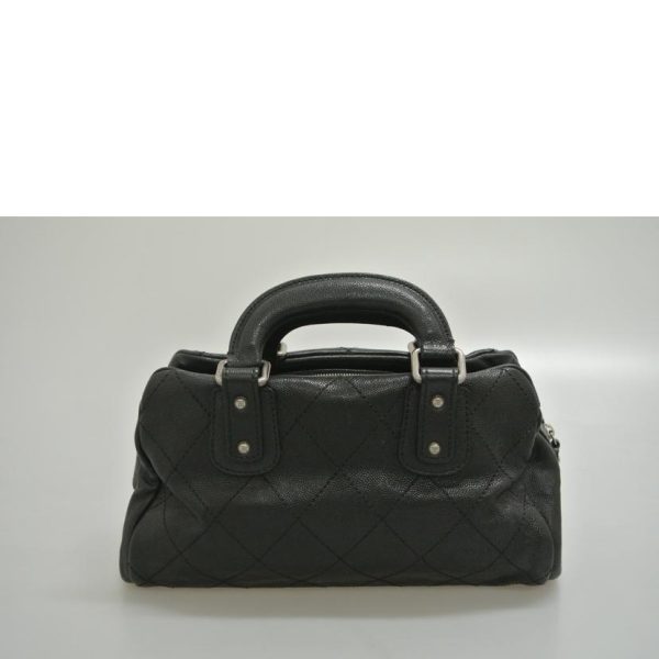 08692 2 CHANEL Boston Bag Stitch Caviar Skin Black