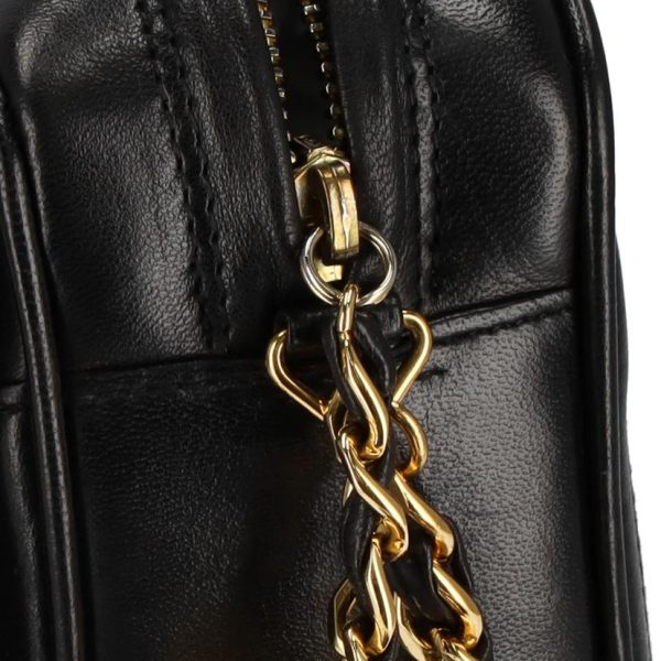 09048 9 Chanel Coco Mark Fringe Chain Shoulder Bag Black