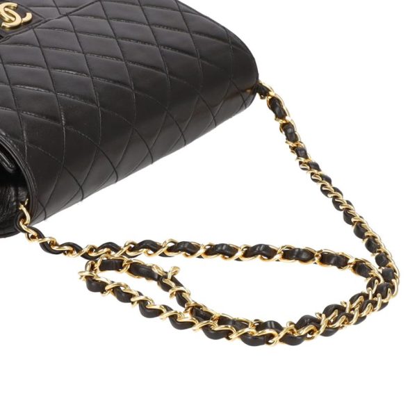 09109 4 Chanel Push Lock Lamb Chain Shoulder Bag Black