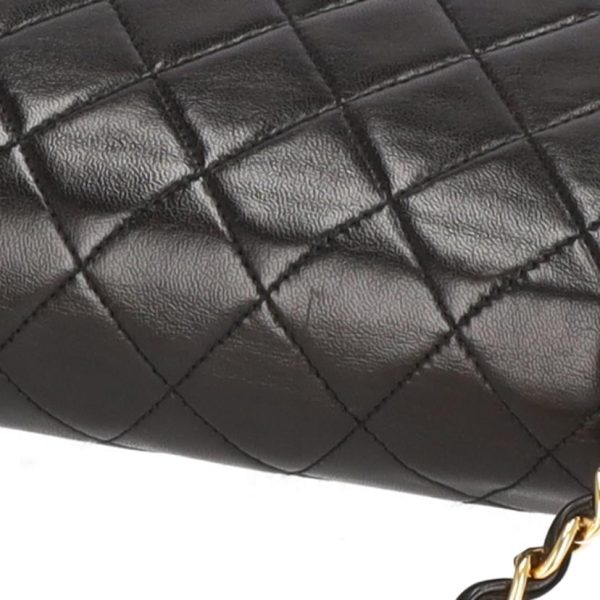 09109 7 Chanel Push Lock Lamb Chain Shoulder Bag Black