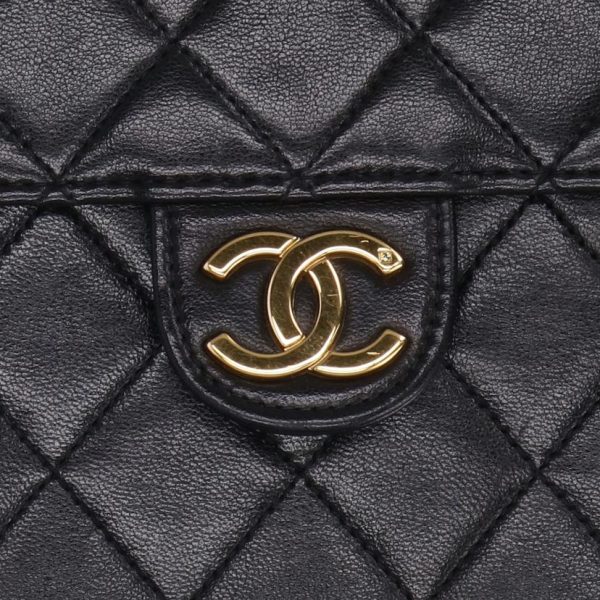 09109 8 Chanel Push Lock Lamb Chain Shoulder Bag Black