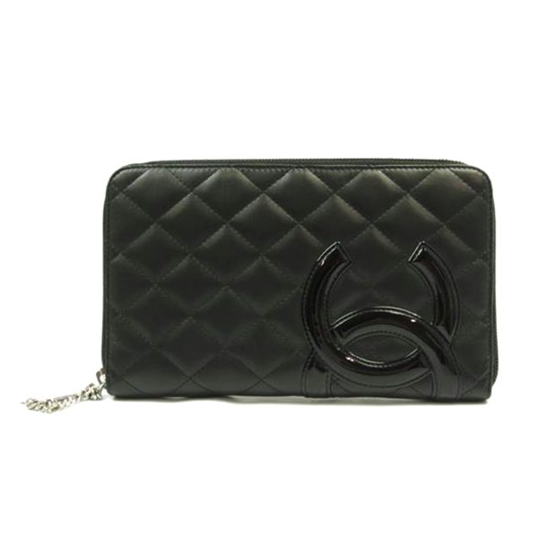 09125 1 Chanel Cambon Line Round Zipper Long Wallet Organizer