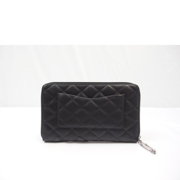 09125 2 Chanel Cambon Line Round Zipper Long Wallet Organizer