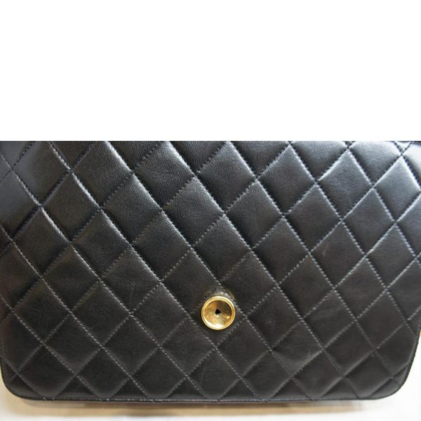 09215 12 Chanel Push Lock Lamb Chain Shoulder Bag Black