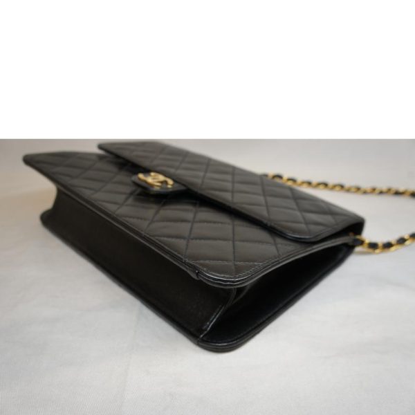 09215 3 Chanel Push Lock Lamb Chain Shoulder Bag Black