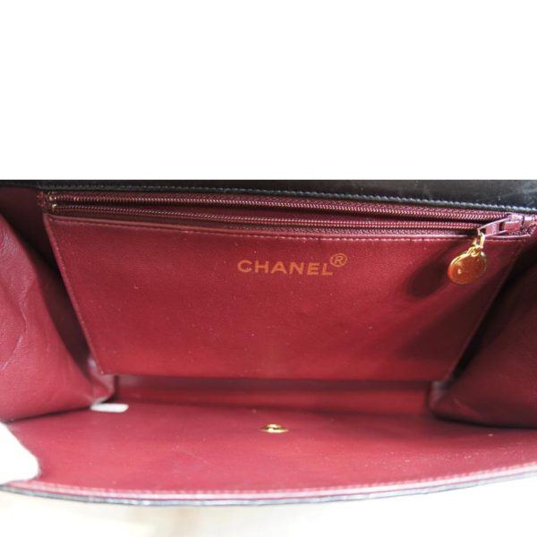 09215 5 Chanel Push Lock Lamb Chain Shoulder Bag Black