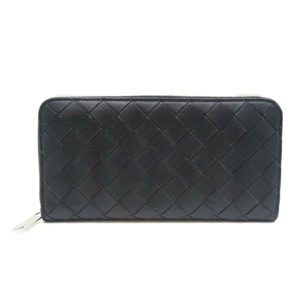 09218 1 Bottega Veneta Maxi Intre Round Zip Wallet Black