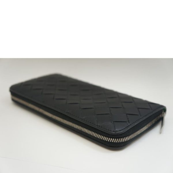 09218 3 Bottega Veneta Maxi Intre Round Zip Wallet Black