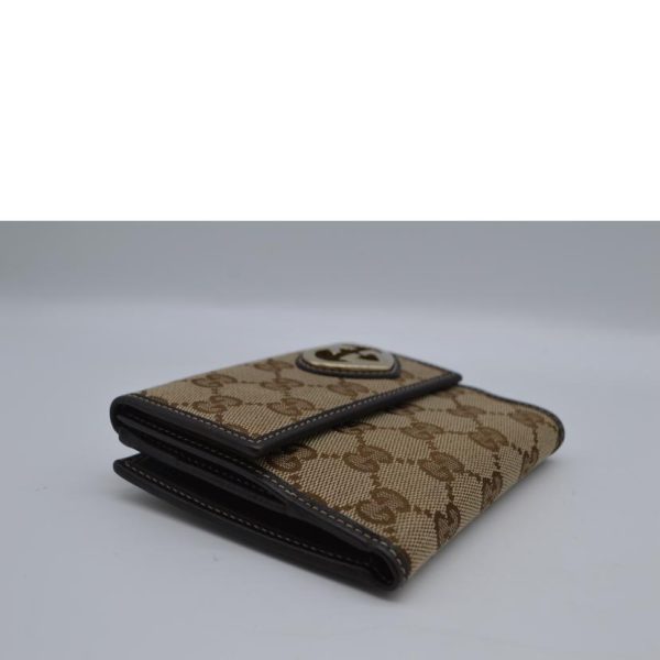 09514 3 Gucci GG Canvas Heart Compact Leather Wallet