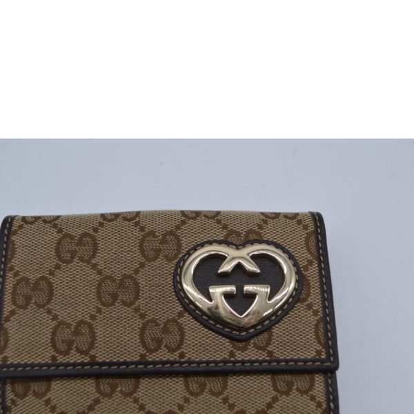 09514 5 Gucci GG Canvas Heart Compact Leather Wallet