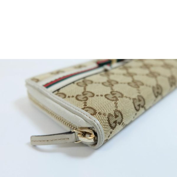 09788 7 Gucci GG Canvas Ribbon Web Sherry Line Long Wallet Black