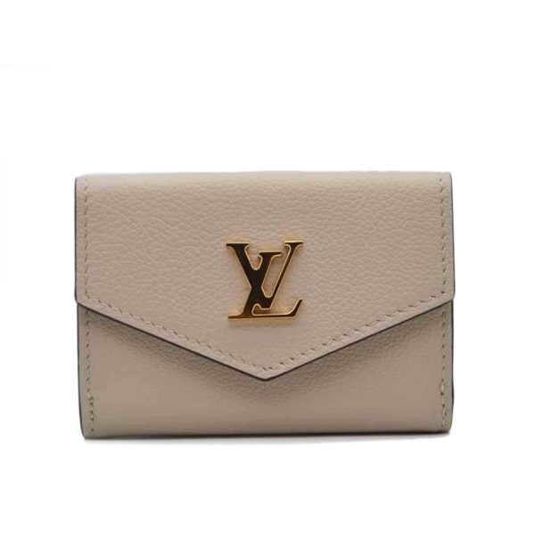 09835 1 Louis Vuitton Portefeuille Lock Mini Taurillon Leather Wallet Gray