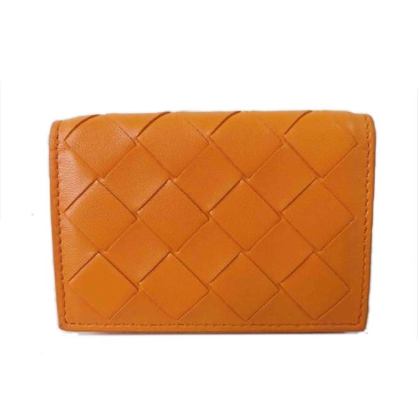 09941 1 Bottega Veneta Intrecciato 3 fold Wallet Orange