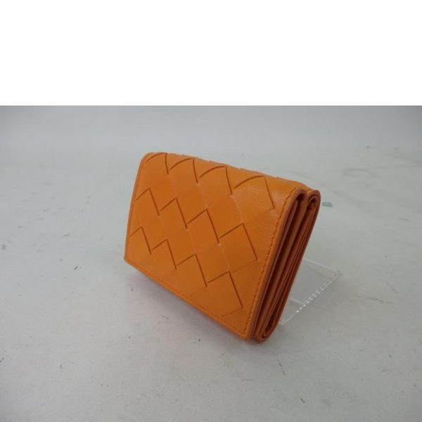 09941 3 Bottega Veneta Intrecciato 3 fold Wallet Orange