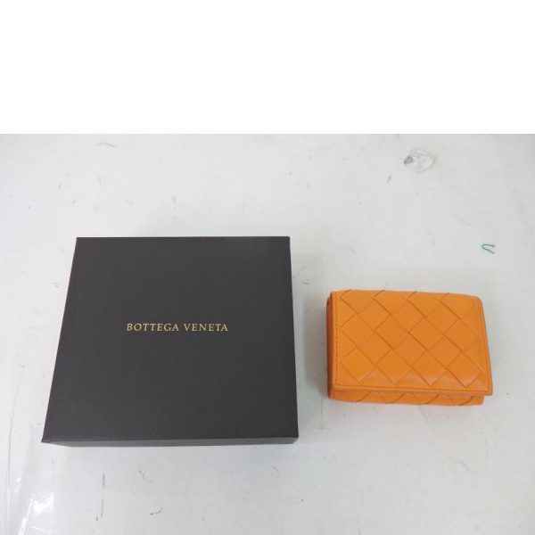 09941 8 Bottega Veneta Intrecciato 3 fold Wallet Orange