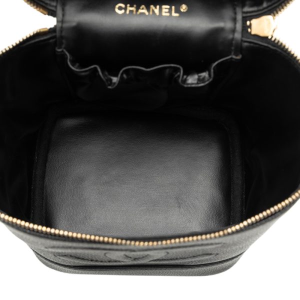 0qkwbk0m6jsiayjg 5 CHANEL Cocomark Vanity Bag Handbag Black Caviar Skin