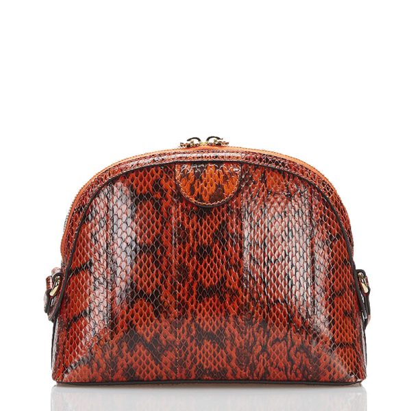 1 0087964 3 Gucci Python Double G Shoulder Bag Orange Python Leather