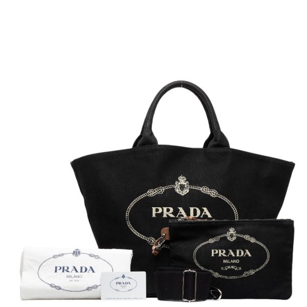 1 0111165 1 Prada Canapa Handbag Shoulder Bag 2WAY Black Canvas