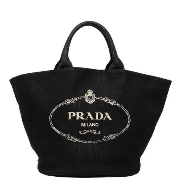 1 0111165 2 Prada Canapa Handbag Shoulder Bag 2WAY Black Canvas