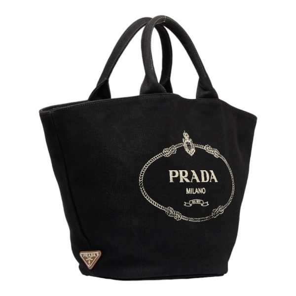 1 0111165 3 Prada Canapa Handbag Shoulder Bag 2WAY Black Canvas