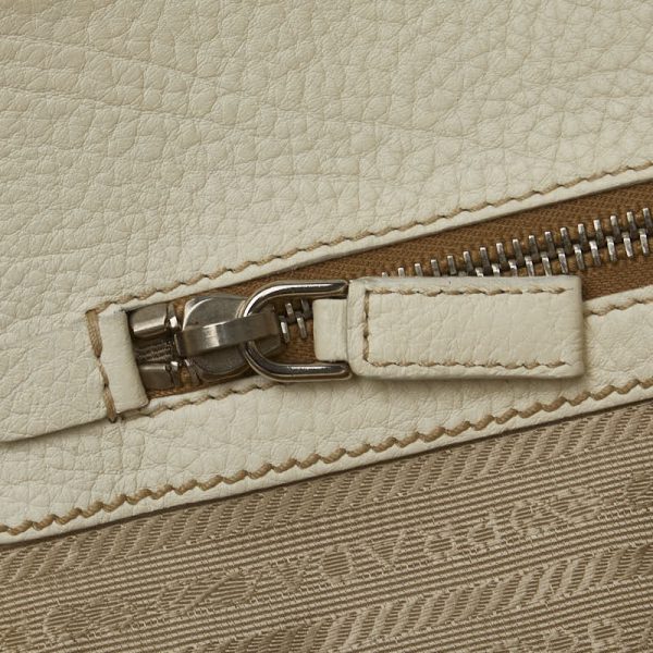 1 0113862 11 PRADA Embossed Shoulder Bag White Multicolor Leather Python