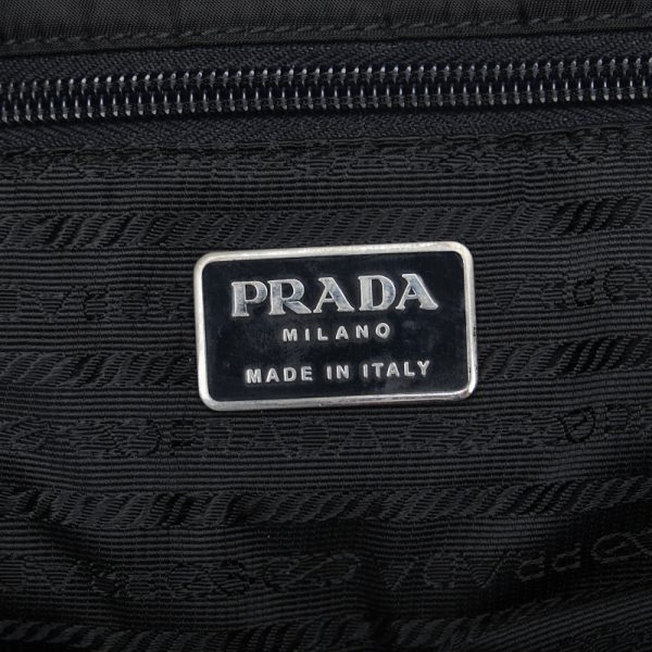 1 0114143 8 Prada Triangle Logo Plate Testate Messenger Shoulder Bag Black