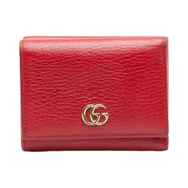 1 0116655 1 Gucci GG Marmont Tri Fold Wallet Compact Wallet Red Leather