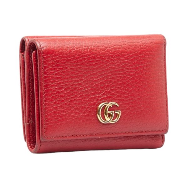 1 0116655 2 Gucci GG Marmont Tri Fold Wallet Compact Wallet Red Leather