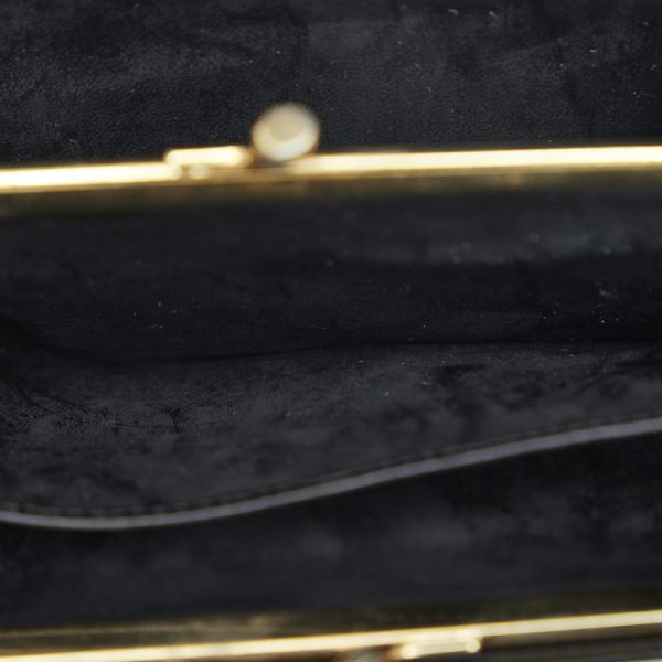 1 0116975 6 Saint Laurent Vintage Y Stitch Clasp Gold Hardware Long Wallet Black