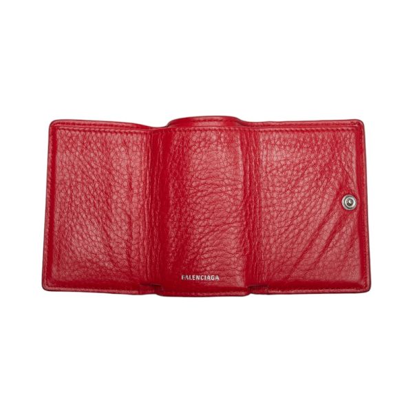 1 0116976 6 Balenciaga Paper Mini Wallet Trifold Wallet Red Leather