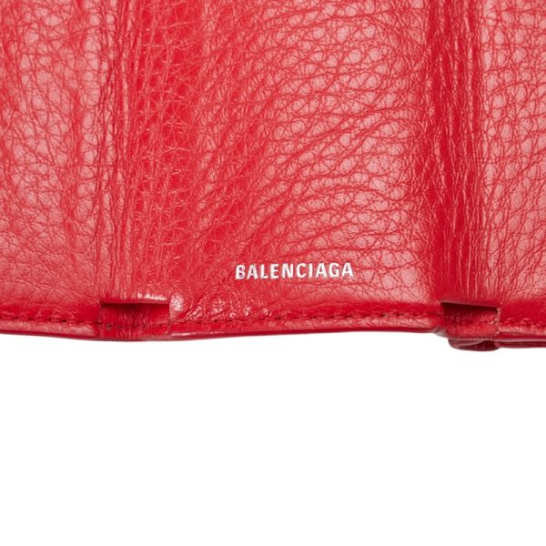 1 0116976 8 Balenciaga Paper Mini Wallet Trifold Wallet Red Leather