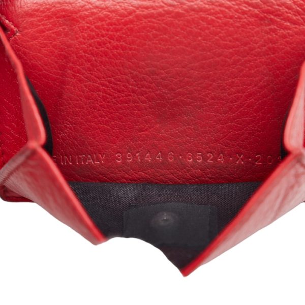 1 0116976 9 Balenciaga Paper Mini Wallet Trifold Wallet Red Leather