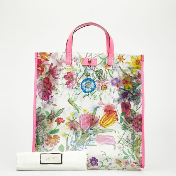 1 0117608 8 Gucci Flora Clear Bag Handbag Tote Bag Pink Multicolor