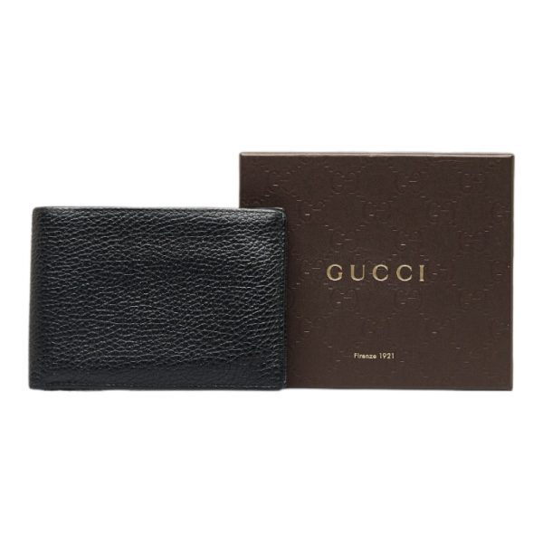 1 0118002 12 Gucci Bifold Wallet Compact Wallet Black Leather