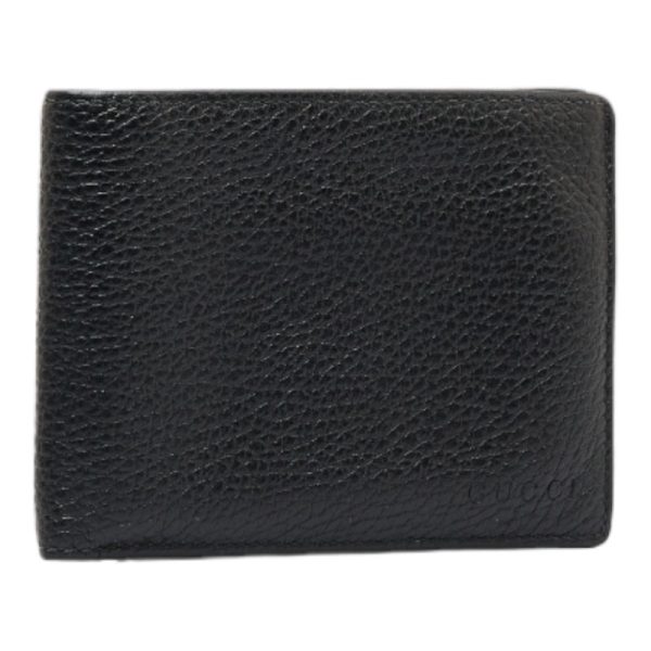 1 0118002 2 Gucci Bifold Wallet Compact Wallet Black Leather