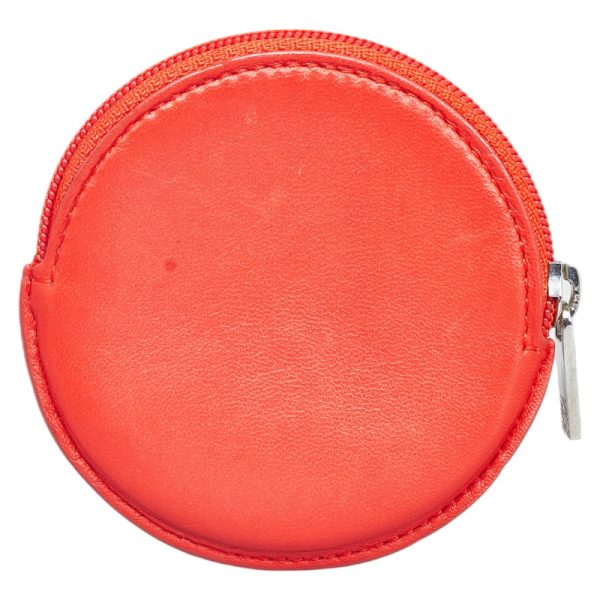 1 0118998 3 LOEWE Round Anagram Coin Case Red Leather