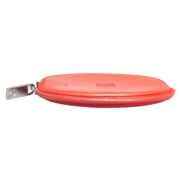 1 0118998 4 LOEWE Round Anagram Coin Case Red Leather